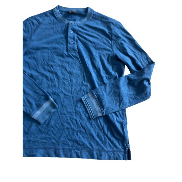 CLUB MONACO Men's Blue Henley Long Sleeve Top Size Medium - Picture 2 of 5